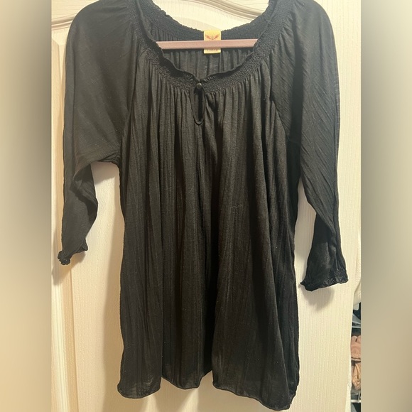 FADED GLORY Black 3/4 length flowy top relaxed fit regular length top - Picture 6 of 6